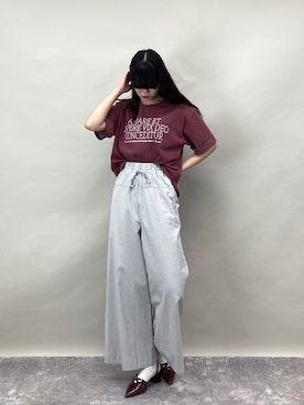 「ZELDA（ゼルダ）の【ZELDA】サンドウォッシュギャザーパンツ（その他パンツ、ブルー系）」を使った、ZELDA/ゼルダ snapさん（レディース・160cm）の春コーディネート