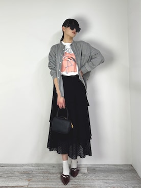 「ZELDA（ゼルダ）の【ZELDA】デニムオーバーシャツ（シャツ/ブラウス、グレー系）」を使った、ZELDA/ゼルダ snapさん（レディース・160cm）の春コーディネート