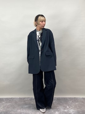 「NICOLE CLUB（ニコル　クラブ）の【ZELDA】ヴィンテージライク柄ブラウス（シャツ/ブラウス、グリーン系）」を使った、ZELDA/ゼルダ snapさん（レディース・160cm）の春コーディネート