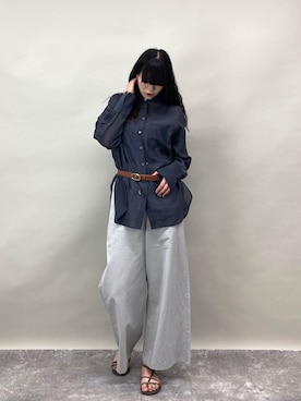 「ZELDA（ゼルダ）の【ZELDA】サンドウォッシュギャザーパンツ（その他パンツ、ブルー系）」を使った、ZELDA/ゼルダ snapさん（レディース・160cm）の春コーディネート