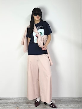 「ZELDA（ゼルダ）の【ZELDA】サンドウォッシュオーバーシャツ（シャツ/ブラウス、ピンク系）」を使った、ZELDA/ゼルダ snapさん（レディース・160cm）の春コーディネート