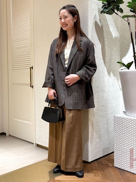 「SLOBE IENA（スローブイエナ）のアイテム（ショルダーバッグ）」を使った、fuyukaさん（レディース・158cm）の秋コーディネート