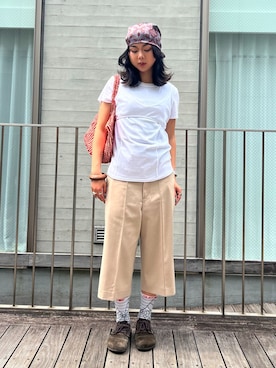 「Simplicite（サンプリシテ）のアイテム（パンツ）」を使った、YOKOさん（レディース・159cm）の夏コーディネート