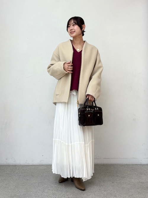 NOBLE（ノーブル） ノーカラーコート コート MTR VカラーZIPコート