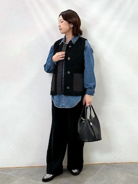 「アイテム（イヤーカフ、シルバー系）」を使った、sakuさん（レディース・160cm）の秋コーディネート