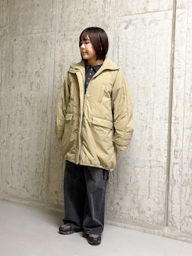 「KBF（ケイビーエフ）のモンスターパテッドミドルコート（ダウンジャケット/コート）」を使った、hinaさん（レディース・157cm）の秋コーディネート