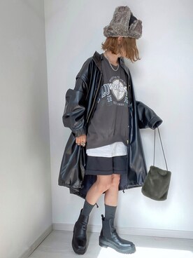 「秋トレンド2021」｜「アイテム（モッズコート）」を使った、kuuuuraさん（レディース・158cm）の秋コーディネート