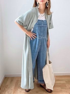 「デニムっていいよね」｜「アイテム（オールインワン・サロペット）」を使った、kuuuuraさん（レディース・158cm）の夏コーディネート