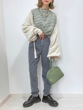 「sakishimatokyo（サキシマトーキョー）のアイテム（Tシャツ/カットソー）」を使った、kuuuuraさん（レディース・158cm）の秋コーディネート