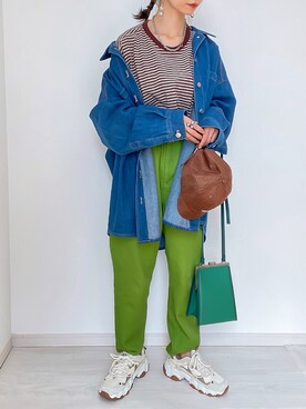 「はじめましてコーデ」｜「アイテム（デニムジャケット）」を使った、kuuuuraさん（レディース・158cm）の春コーディネート