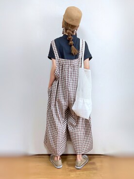 「sakishimatokyo（サキシマトーキョー）のアイテム（オールインワン・サロペット）」を使った、kuuuuraさん（レディース・158cm）の夏コーディネート