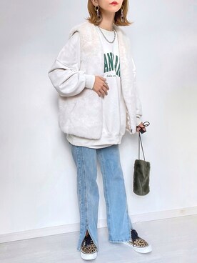「DHOLIC STYLE（ディーホリックスタイル）のアイテム（ベスト）」を使った、kuuuuraさん（レディース・158cm）の秋コーディネート