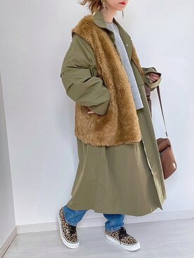 「Ambre Neige（アンブルネージュ）のアイテム（モッズコート）」を使った、kuuuuraさん（レディース・158cm）の冬コーディネート