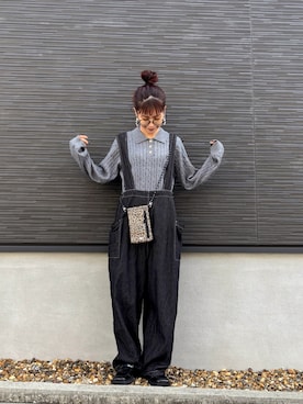 「アイテム（オールインワン・サロペット）」を使った、kuuuuraさん（レディース・158cm）の秋コーディネート