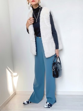 「DHOLIC STYLE（ディーホリックスタイル）のアイテム（ベスト）」を使った、kuuuuraさん（レディース・158cm）の秋コーディネート