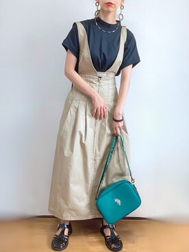 「dazzlin（ダズリン）のアイテム（ジャンパースカート）」を使った、kuuuuraさん（レディース・158cm）の夏コーディネート