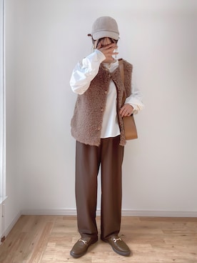 「LAKOLE（ラコレ）のアイテム（帽子）」を使った、kuuuuraさん（レディース・158cm）の秋コーディネート