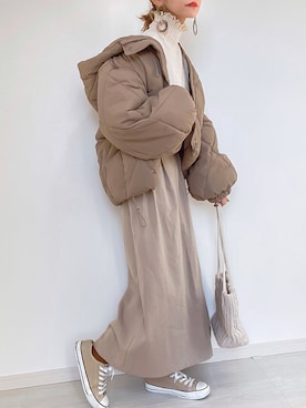 「CIENA（シエナ）のアイテム（ダウンジャケット/コート）」を使った、kuuuuraさん（レディース・158cm）の冬コーディネート
