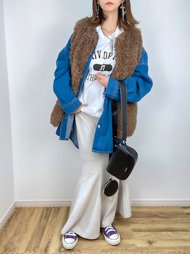 「ap retro（アプレトロ）のアイテム（デニムジャケット）」を使った、kuuuuraさん（レディース・158cm）の冬コーディネート