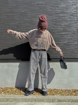 「ap retro（アプレトロ）のアイテム（パンツ）」を使った、kuuuuraさん（レディース・158cm）の秋コーディネート