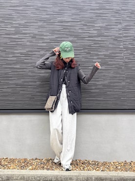 「アイテム（ダウンベスト）」を使った、kuuuuraさん（レディース・158cm）の秋コーディネート