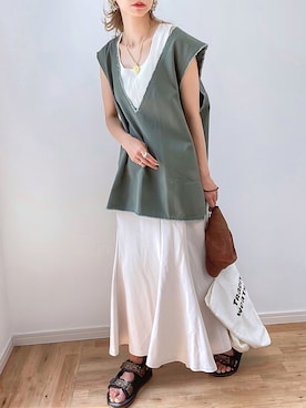 「VLANK（ブランク）のアイテム」を使った、kuuuuraさん（レディース・158cm）の夏コーディネート