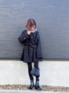 「アイテム（トレンチコート）」を使った、kuuuuraさん（レディース・158cm）の冬コーディネート