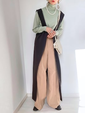 「ECRIRE（エクリール）のアイテム（スラックス）」を使った、kuuuuraさん（レディース・158cm）の冬コーディネート