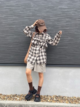 「CIAOPANIC TYPY（チャオパニックティピー）のアイテム（帽子）」を使った、kuuuuraさん（レディース・158cm）の夏コーディネート