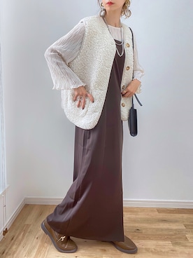 「DHOLIC STYLE（ディーホリックスタイル）のアイテム（ベスト）」を使った、kuuuuraさん（レディース・158cm）の秋コーディネート