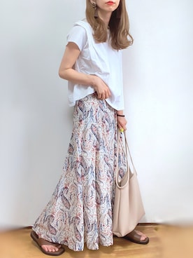 「LAC-VERT（ラック・ヴェール）の【LAC VERT/ラック・ヴェール】PUレザートートバッグ（トートバッグ）」を使った、kuuuuraさん（レディース・158cm）の夏コーディネート