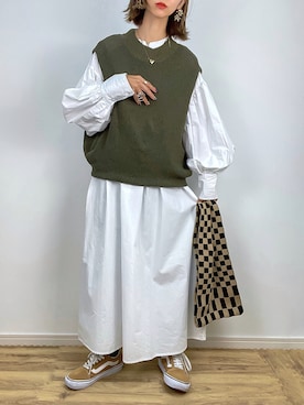 「ap retro（アプレトロ）のアイテム（ベスト）」を使った、kuuuuraさん（レディース・158cm）の秋コーディネート