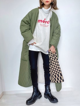 「アイテム（ダウンジャケット/コート）」を使った、kuuuuraさん（レディース・158cm）の冬コーディネート