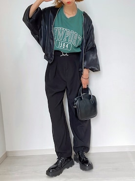 「ap retro（アプレトロ）のアイテム（ブルゾン）」を使った、kuuuuraさん（レディース・158cm）の秋コーディネート