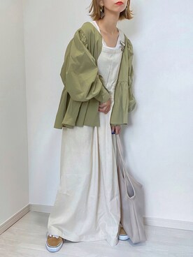 「sakishimatokyo（サキシマトーキョー）のアイテム（ジャンパースカート）」を使った、kuuuuraさん（レディース・158cm）の夏コーディネート