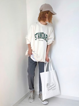 「LAKOLE（ラコレ）のアイテム（キャップ）」を使った、kuuuuraさん（レディース・158cm）の秋コーディネート