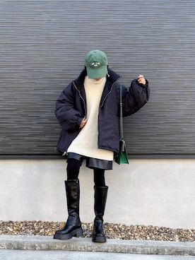 「アイテム（キャップ）」を使った、kuuuuraさん（レディース・158cm）の冬コーディネート