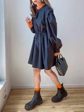 「JUNOAH（ジュノア）のアイテム（チュニック）」を使った、kuuuuraさん（レディース・158cm）の秋コーディネート