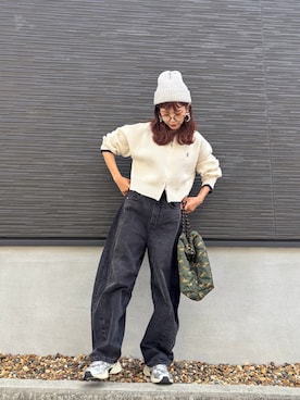 「アイテム（ニットキャップ/ビーニー）」を使った、kuuuuraさん（レディース・158cm）の秋コーディネート
