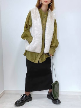 「DHOLIC STYLE（ディーホリックスタイル）のアイテム（ベスト）」を使った、kuuuuraさん（レディース・158cm）の秋コーディネート
