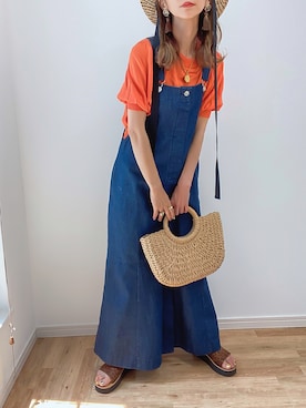 「ANGIE（アンジー）のアイテム（ジャンパースカート）」を使った、kuuuuraさん（レディース・158cm）の夏コーディネート