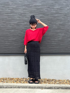 「GU（ジーユー）のアイテム（帽子）」を使った、kuuuuraさん（レディース・158cm）の夏コーディネート