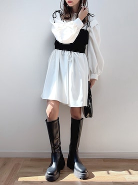 「JUNOAH（ジュノア）のアイテム（チュニック）」を使った、kuuuuraさん（レディース・158cm）の秋コーディネート