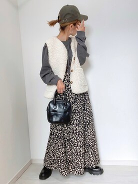 「DHOLIC STYLE（ディーホリックスタイル）のアイテム（ベスト）」を使った、kuuuuraさん（レディース・158cm）の秋コーディネート