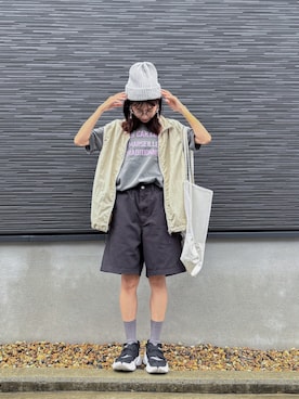 「アイテム（トートバッグ）」を使った、kuuuuraさん（レディース・158cm）の夏コーディネート