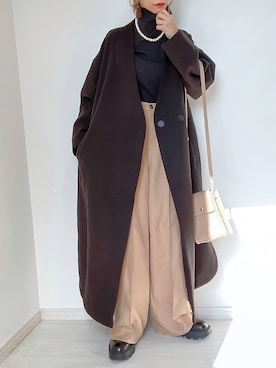 「ap retro（アプレトロ）のアイテム（ノーカラージャケット）」を使った、kuuuuraさん（レディース・158cm）の秋コーディネート