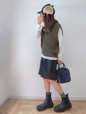 「ap retro（アプレトロ）のアイテム（ベスト）」を使った、kuuuuraさん（レディース・158cm）の秋コーディネート