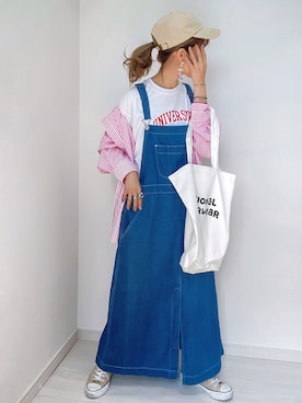 「はじめましてコーデ」｜「アイテム（オールインワン・サロペット）」を使った、kuuuuraさん（レディース・158cm）の春コーディネート