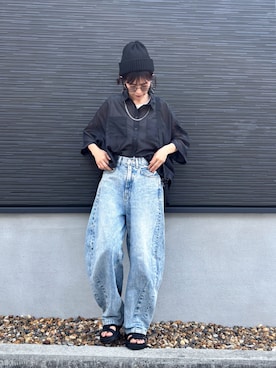 「GU（ジーユー）のアイテム（帽子）」を使った、kuuuuraさん（レディース・158cm）の春コーディネート