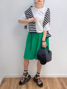 「sakishimatokyo（サキシマトーキョー）のアイテム（Tシャツ/カットソー）」を使った、kuuuuraさん（レディース・158cm）の春コーディネート